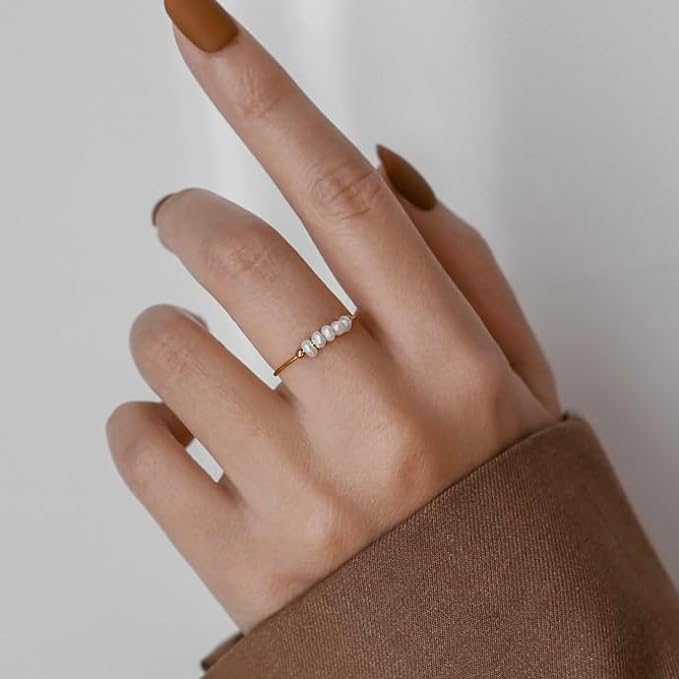 Freshwater Pearl Gold Ring | 18K Gold Plated, Hypoallergenic Design 1