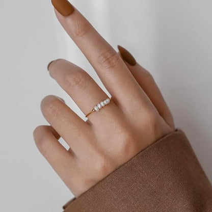 Freshwater Pearl Gold Ring | 18K Gold Plated, Hypoallergenic Design 1