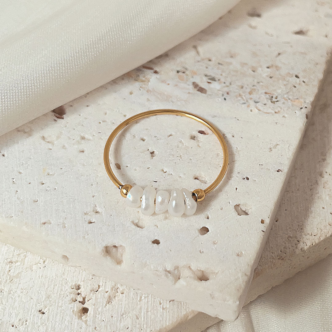 Freshwater Pearl Gold Ring | 18K Gold Plated, Hypoallergenic Design 6