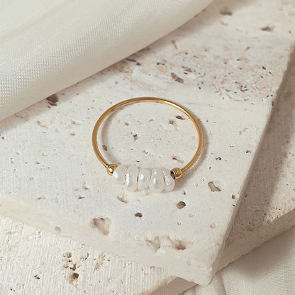 Freshwater Pearl Gold Ring | 18K Gold Plated, Hypoallergenic Design 6