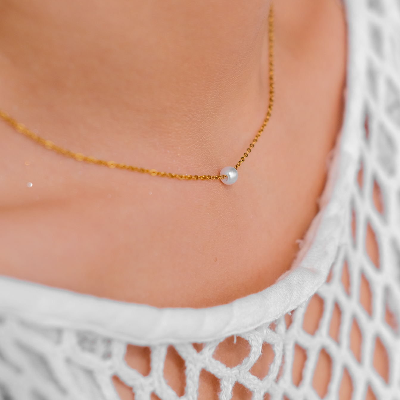 Freshwater Pearl Necklace | Waterproof Gold Chain with Luxurious Appeal 4
