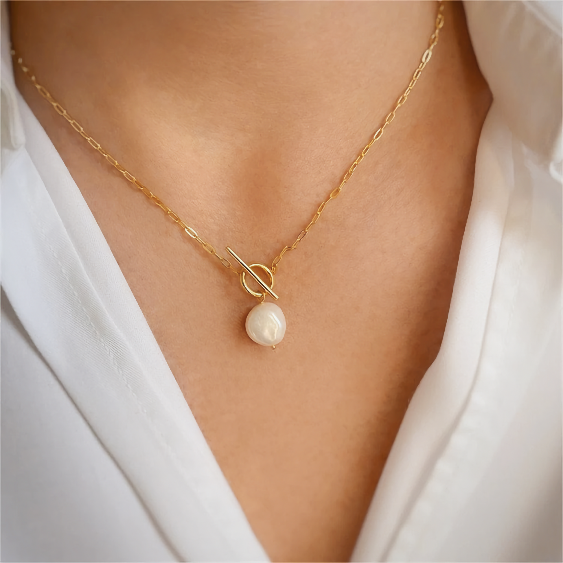 Freshwater Pearl Necklace | Waterproof Gold Chain with Luxurious Design 4