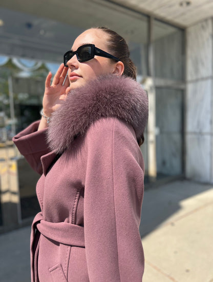 Echte Polar-Fuchs maßgeschneiderter Kaschmir-Wollmantel