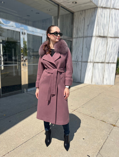 Echte Polar-Fuchs maßgeschneiderter Kaschmir-Wollmantel