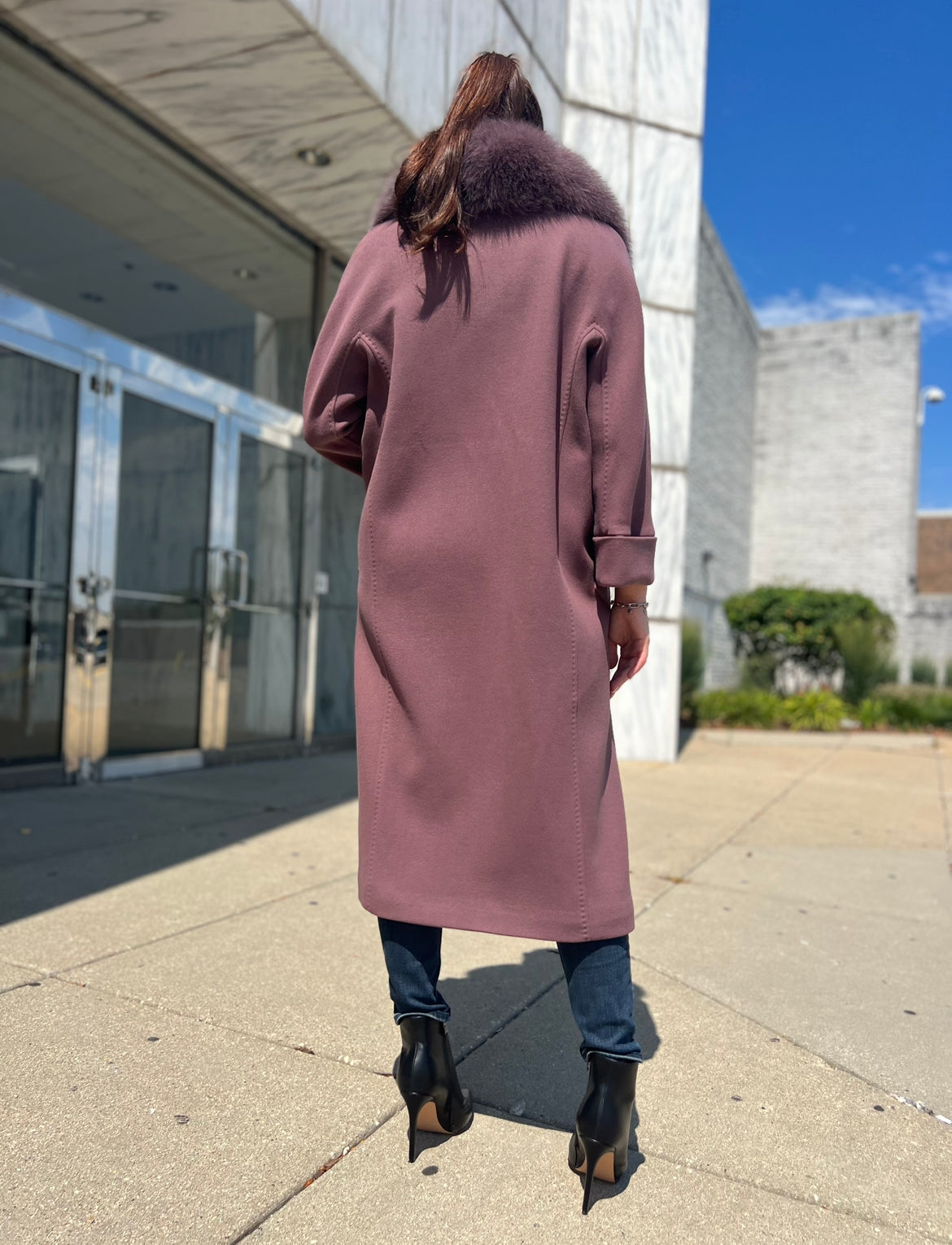 Echte Polar-Fuchs maßgeschneiderter Kaschmir-Wollmantel