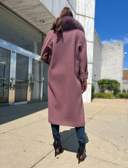 Echte Polar-Fuchs maßgeschneiderter Kaschmir-Wollmantel