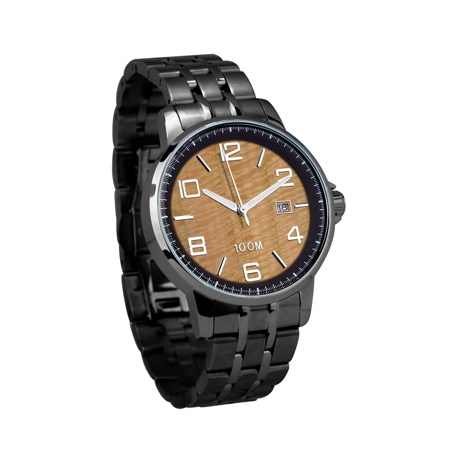 Gum Burl-klocka rostfritt stålfodral gunmetal - herrmodell