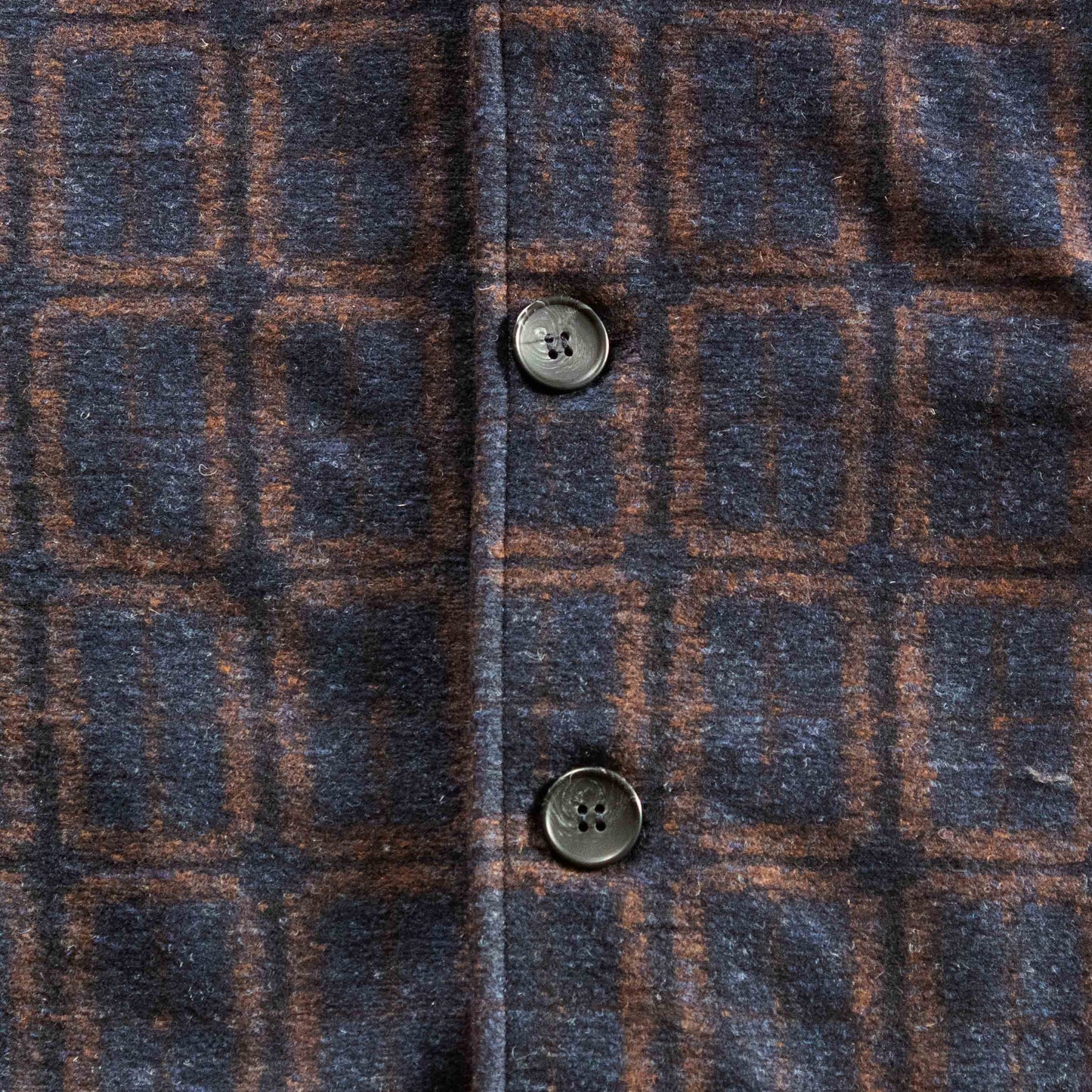 Navy Russet Windowpane Wool Car Coat