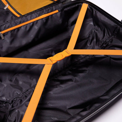 Valise rigide noire de 24 pouces avec roulettes 360° et serrure TSA