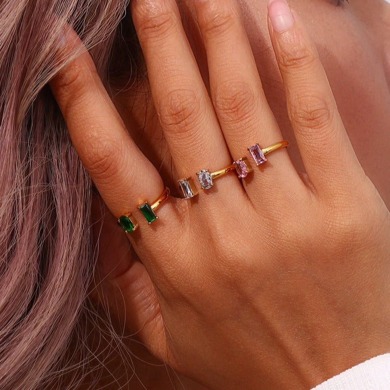 Gemstone Ring | Ethically Sourced 18k Gold-Plated with Diamond Simulants 1