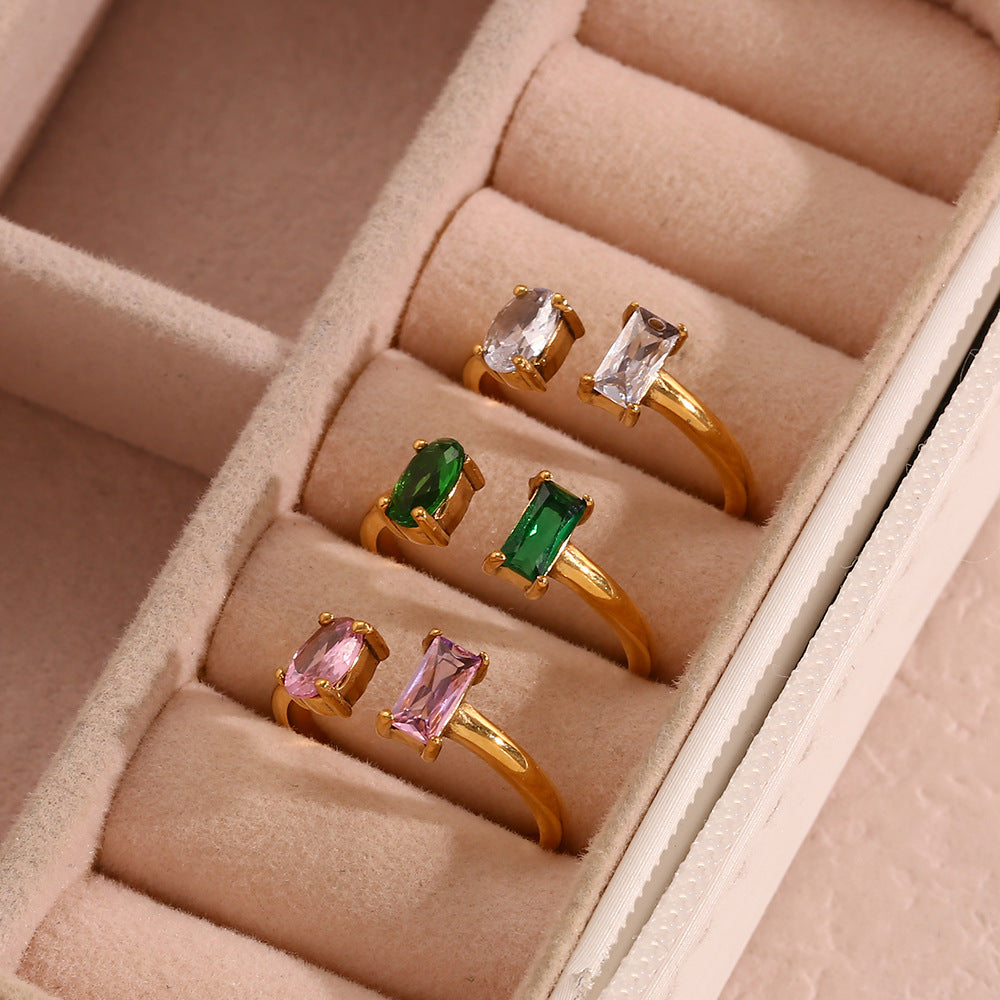 Gemstone Ring | Ethically Sourced 18k Gold-Plated with Diamond Simulants 2