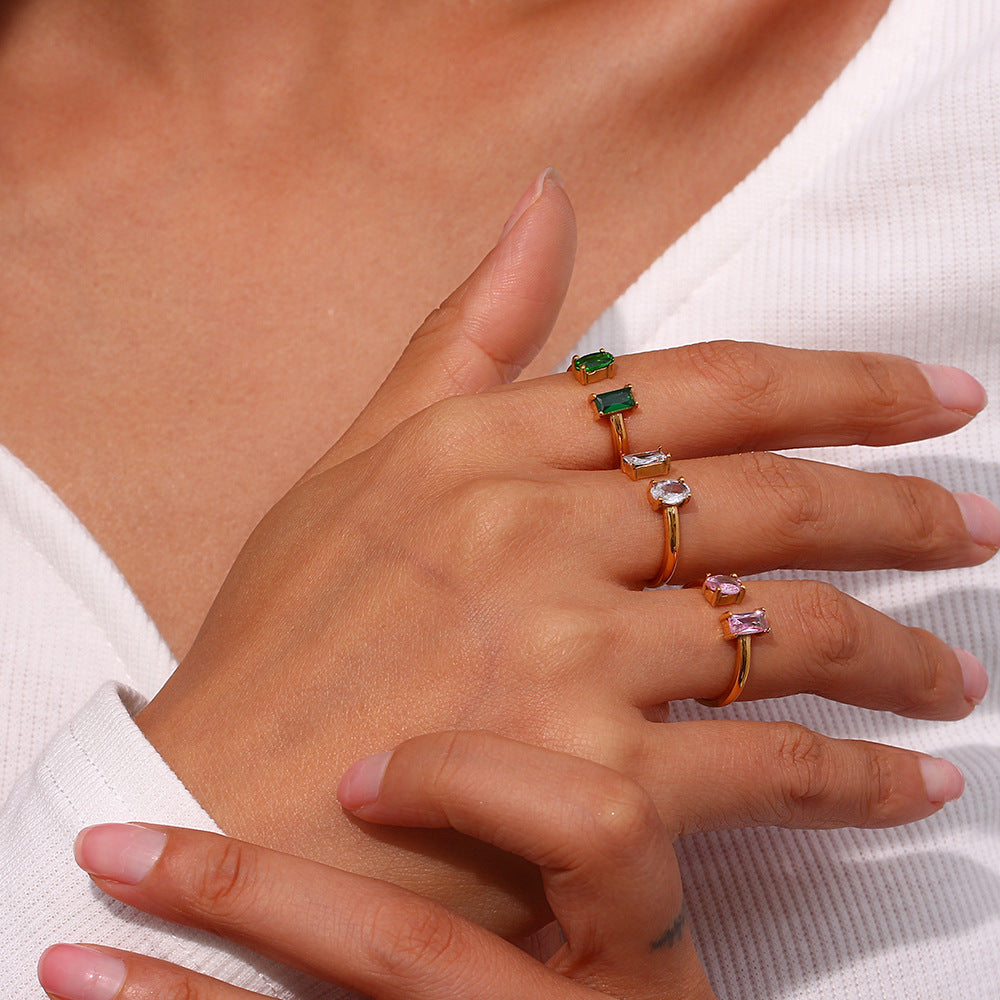 Gemstone Ring | Ethically Sourced 18k Gold-Plated with Diamond Simulants 3