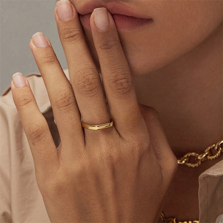 Geometric Gold Ring | Ethically Sourced Stainless Steel with 18k Gold Plating 4