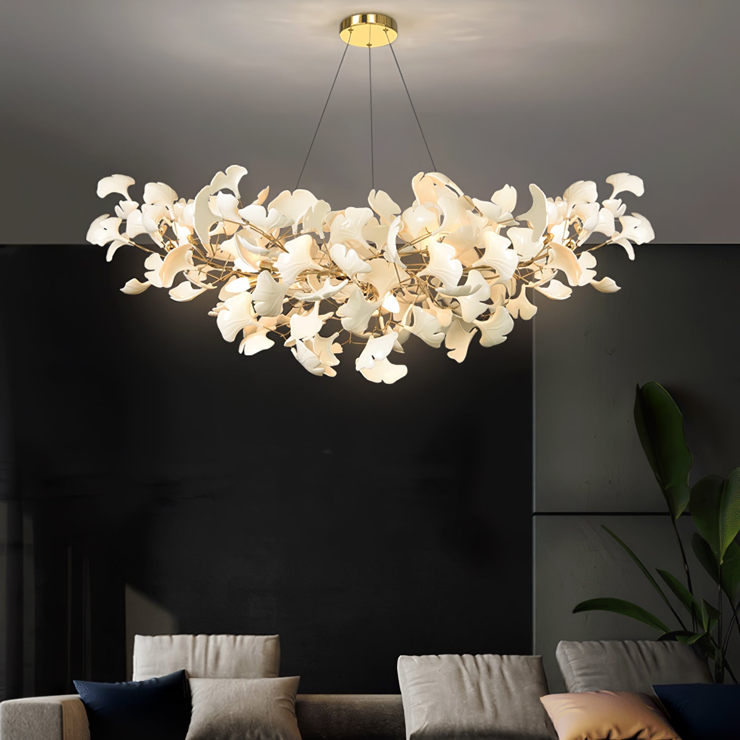 Ginkgo Chandelier | Handcrafted Ceramic Petals for Modern Dining Room 1