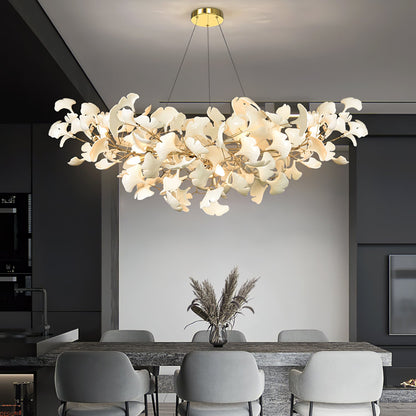 Ginkgo Chandelier | Handcrafted Ceramic Petals for Modern Dining Room 3