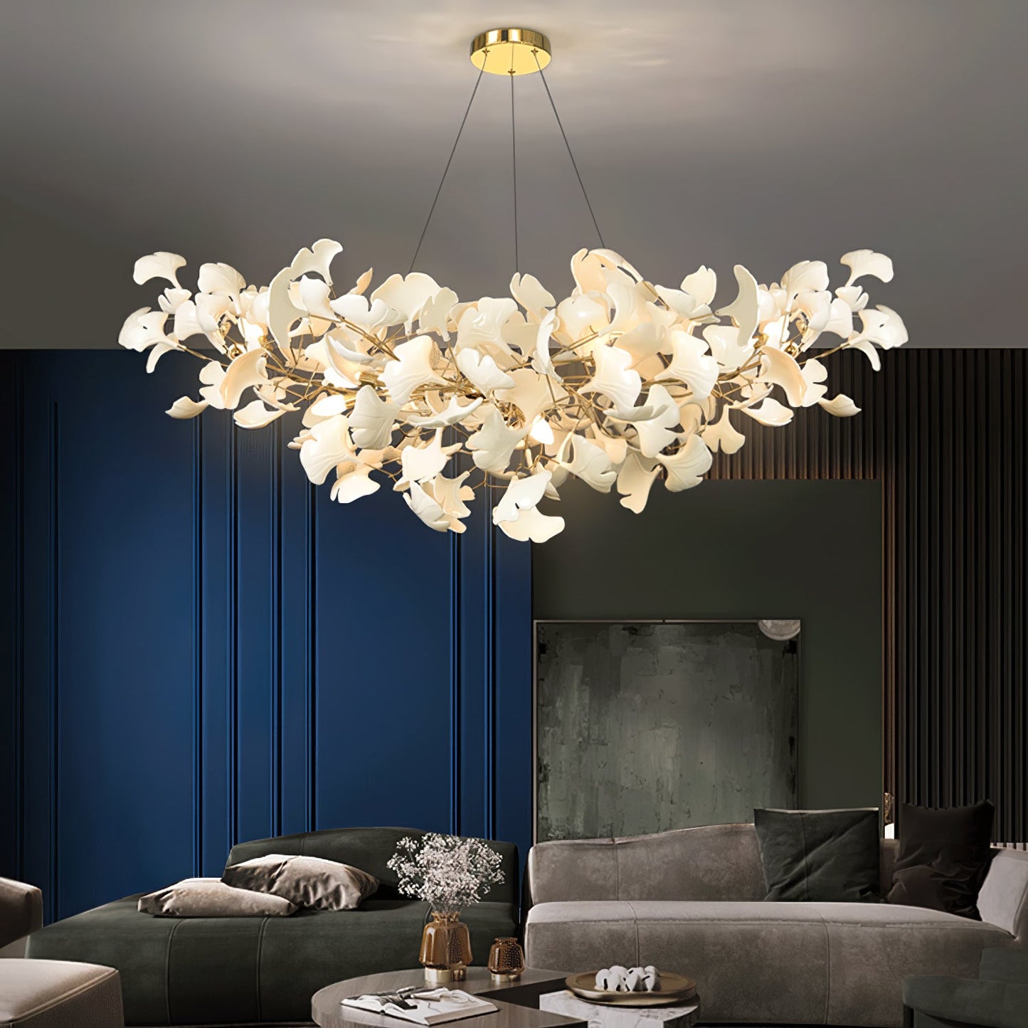 Ginkgo Chandelier | Handcrafted Ceramic Petals for Modern Dining Room 4