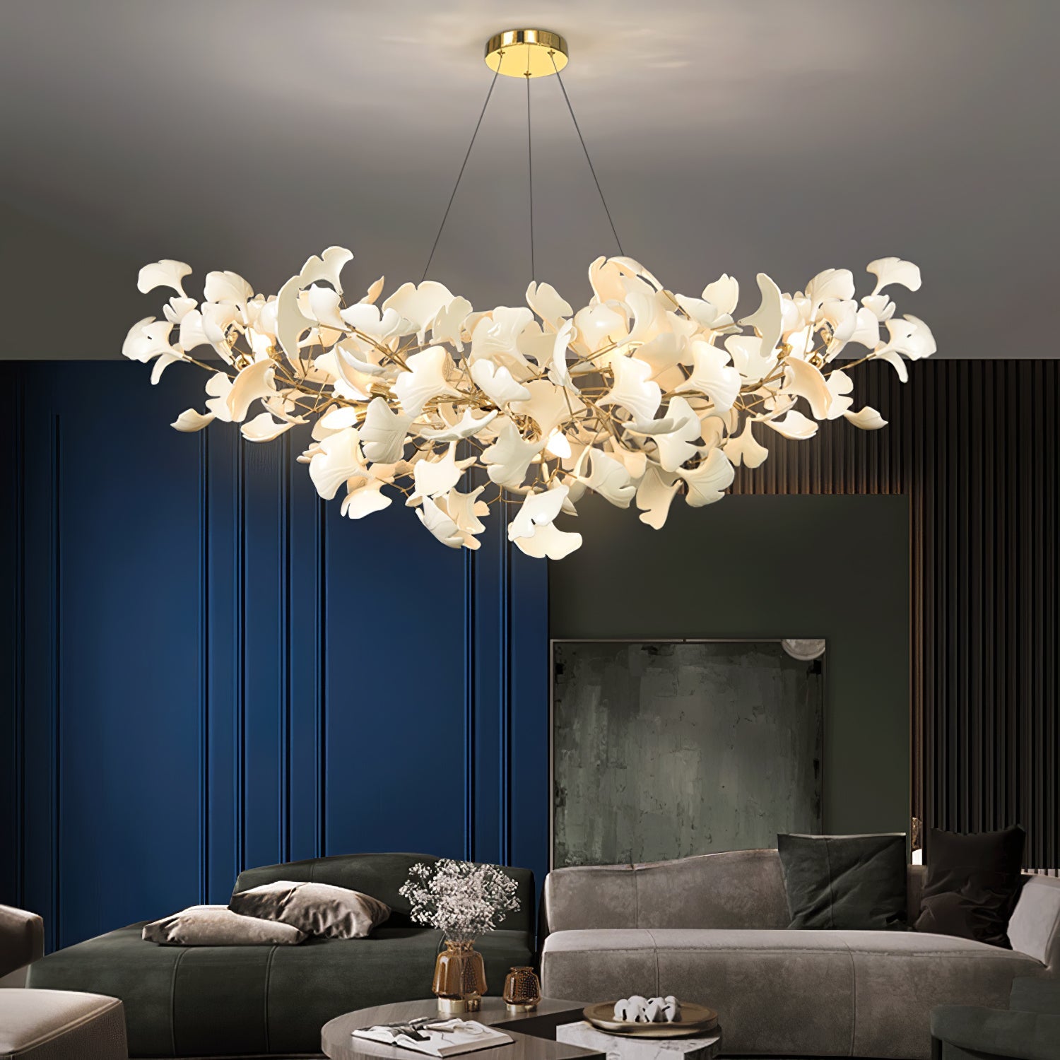 Ginkgo Chandelier | Handcrafted Ceramic Petals for Modern Dining Room 4