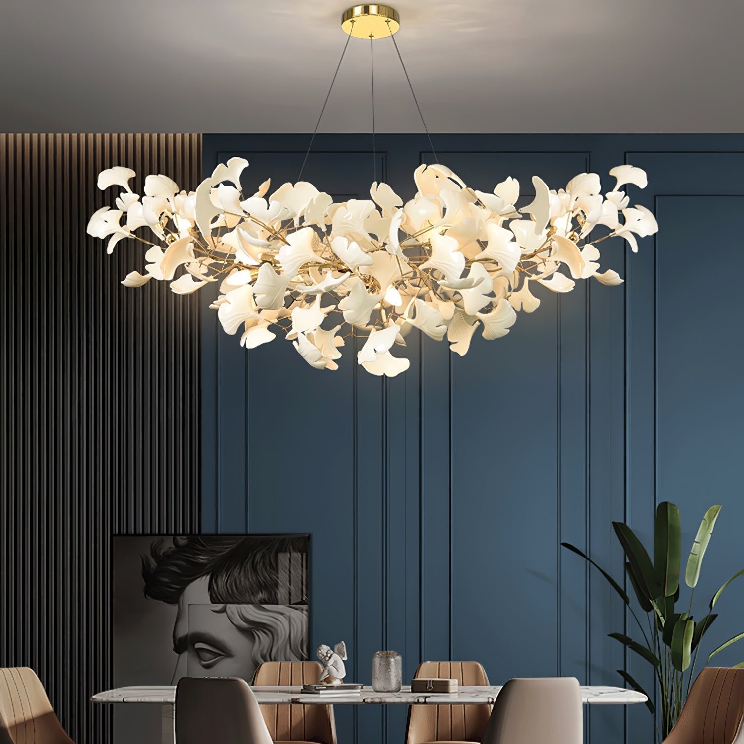Ginkgo Chandelier | Handcrafted Ceramic Petals for Modern Dining Room 5