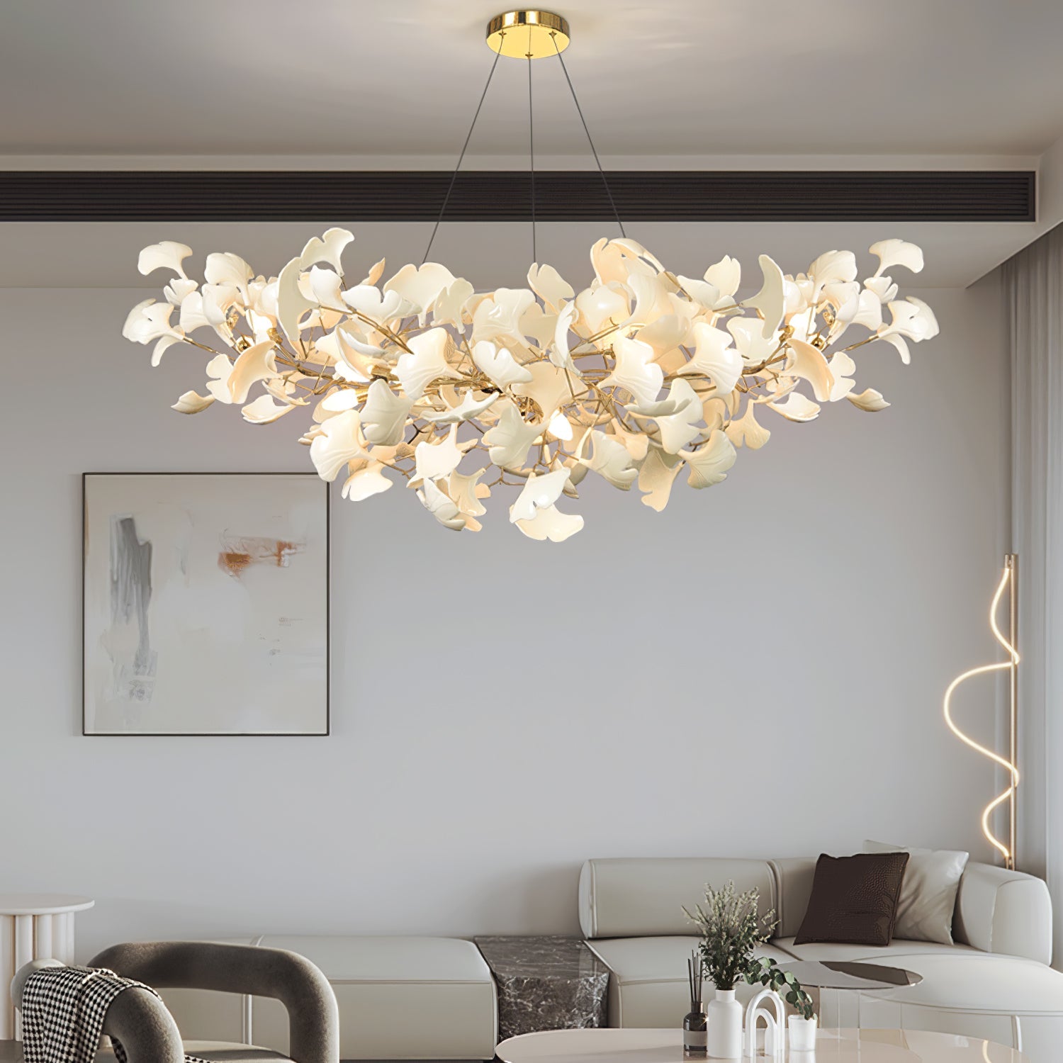 Ginkgo Chandelier | Handcrafted Ceramic Petals for Modern Dining Room 6