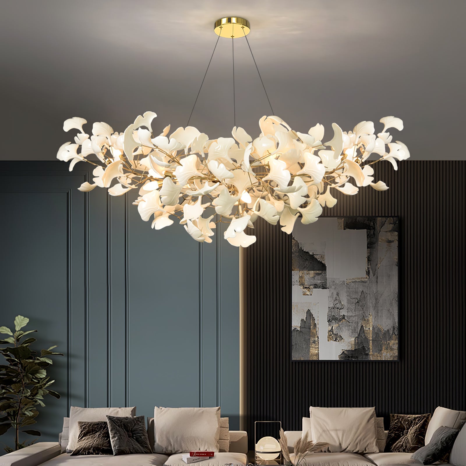 Ginkgo Chandelier | Handcrafted Ceramic Petals for Modern Dining Room 7
