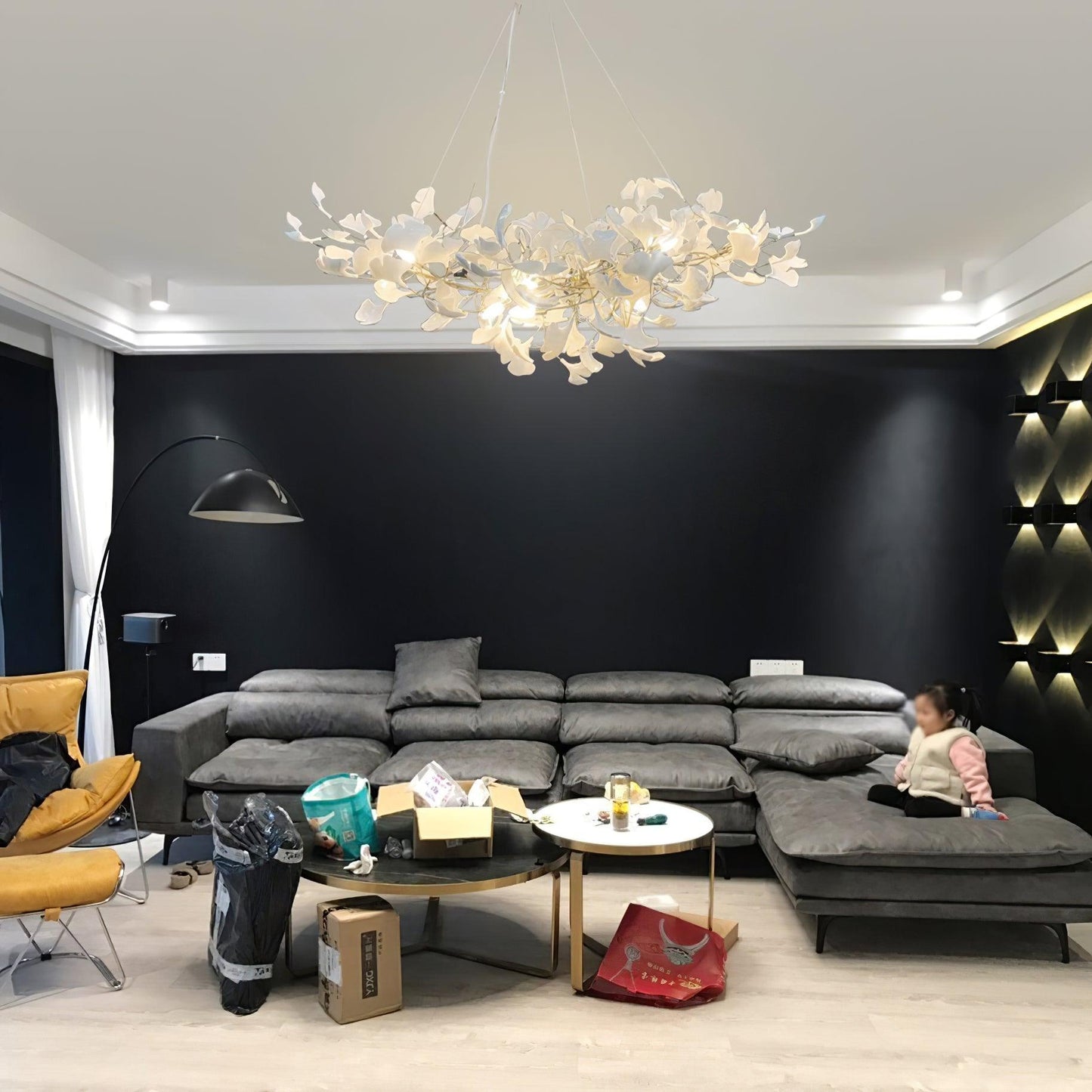 Ginkgo Chandelier | Handcrafted Ceramic Petals for Modern Dining Room 8