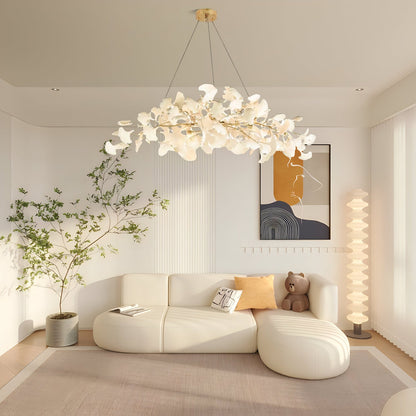 Ginkgo Chandelier | Handcrafted Ceramic Petals for Modern Dining Room Lighting 1
