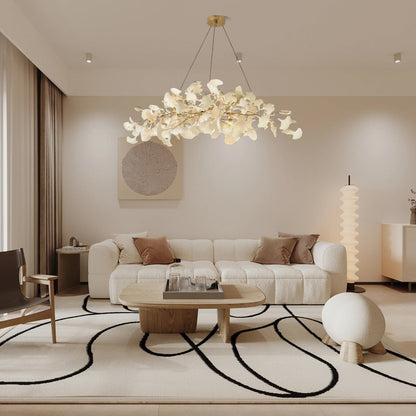 Ginkgo Chandelier | Handcrafted Ceramic Petals for Modern Dining Room Lighting 2
