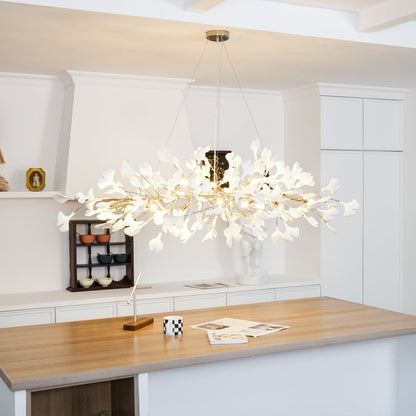 Ginkgo Chandelier | Handcrafted Ceramic Petals for Modern Dining Room Lighting 3