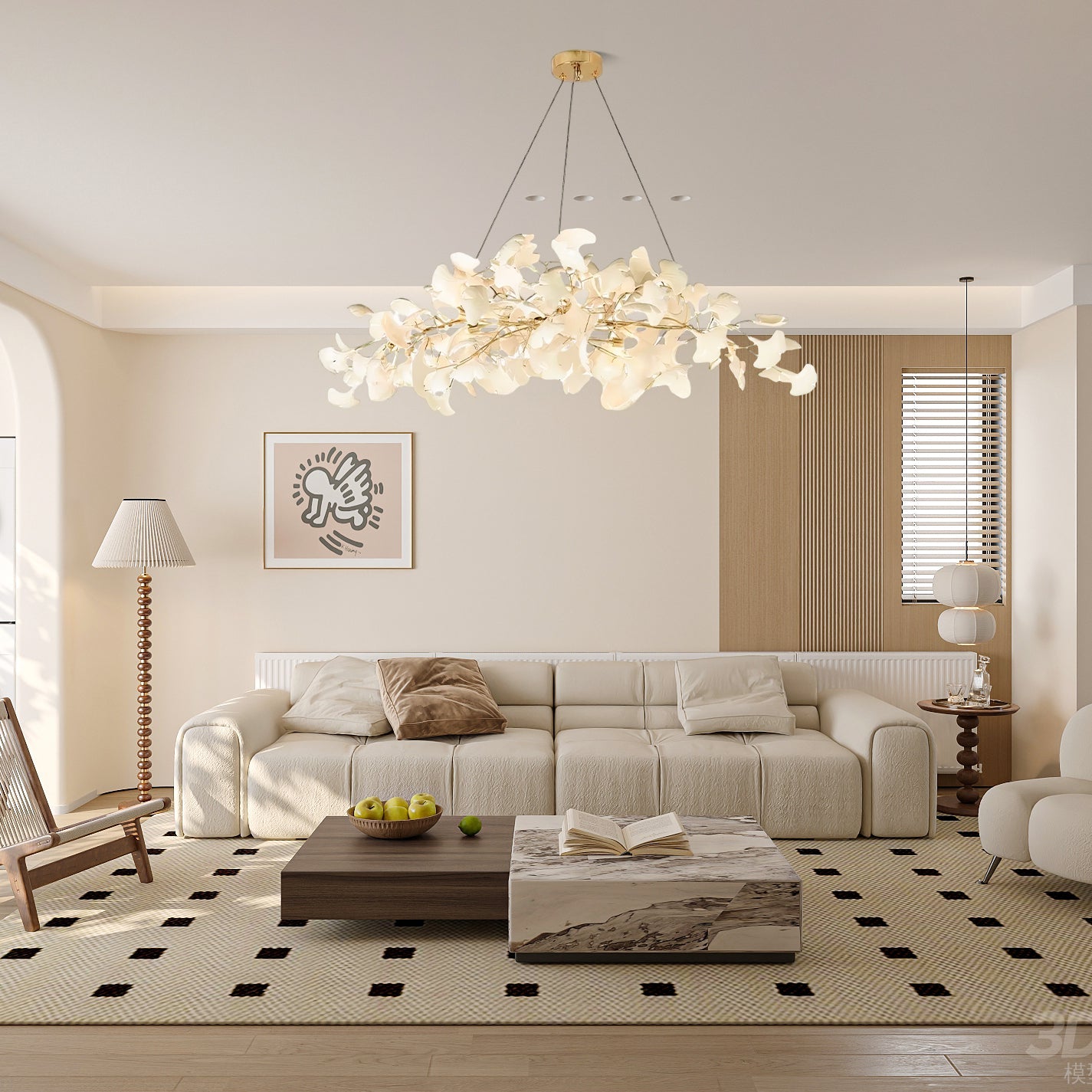Ginkgo Chandelier | Handcrafted Ceramic Petals for Modern Dining Room Lighting 7