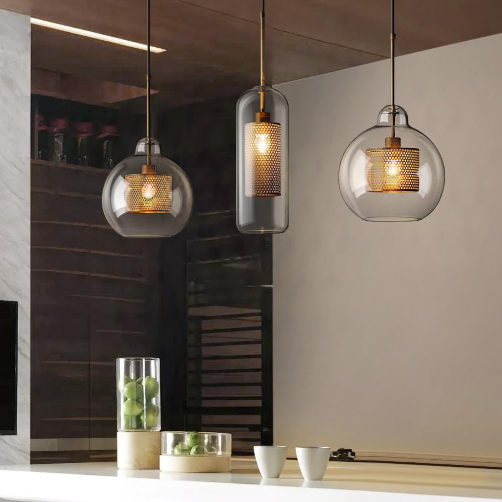 Glass Pendant Light | Adjustable Height Kitchen Hanging Light Fixture 2