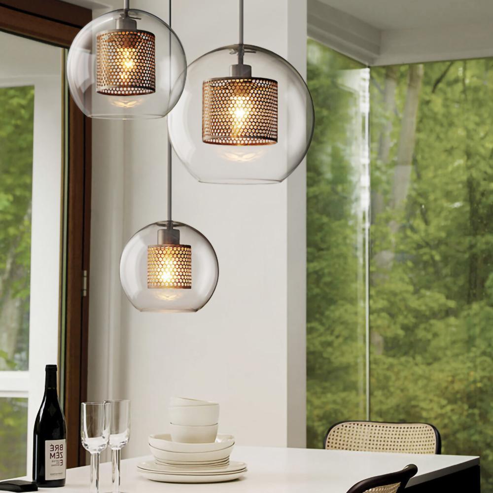 Glass Pendant Light | Adjustable Height Kitchen Hanging Light Fixture 3