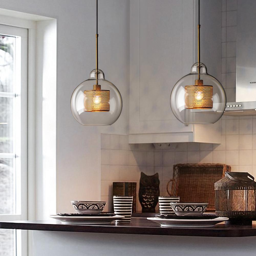 Glass Pendant Light | Adjustable Height Kitchen Hanging Light Fixture 5