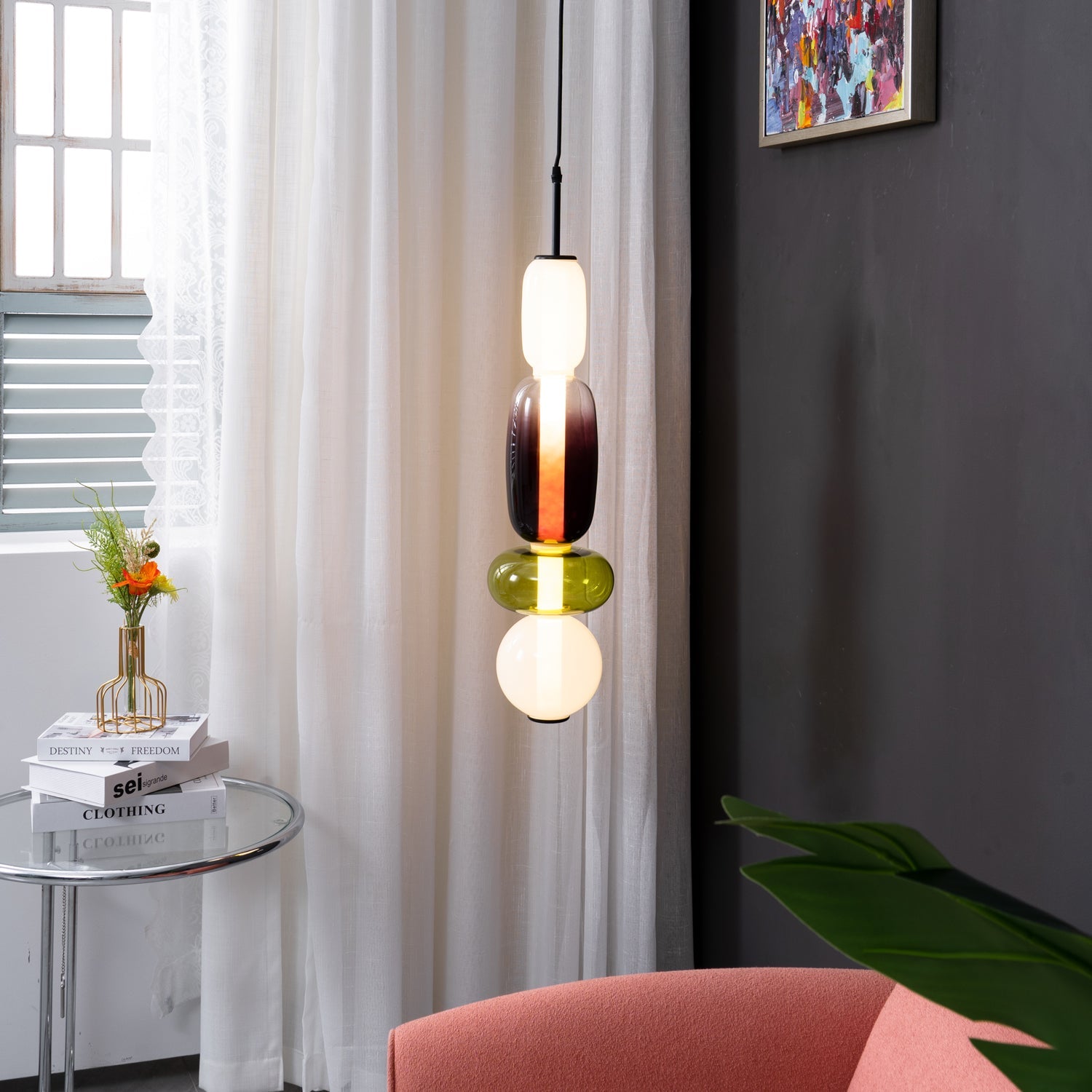 Glass Pendant Light | Dimmable Tinted Design for Kitchen and Home 8