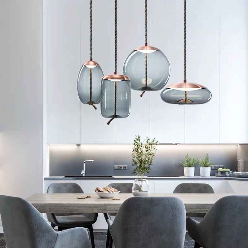 Glass Pendant Lighting | Elegant Rose Gold Design with Adjustable Height 2