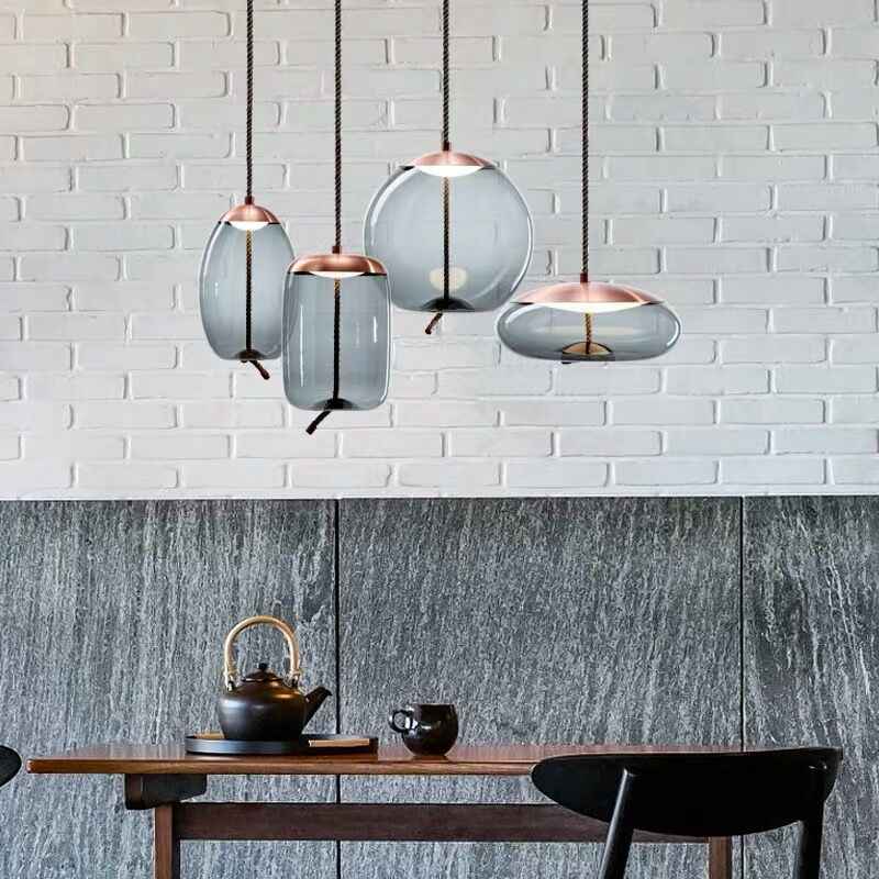 Glass Pendant Lighting | Elegant Rose Gold Design with Adjustable Height 3