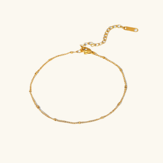 Gold Anklet | 18k Waterproof Chain with Adjustable Lobster Clasp 0