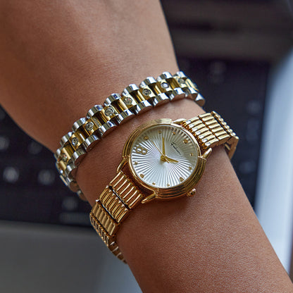 Gold Apple Watch Band | Waterproof Stainless Steel Bracelet with Diamond Simulants 2