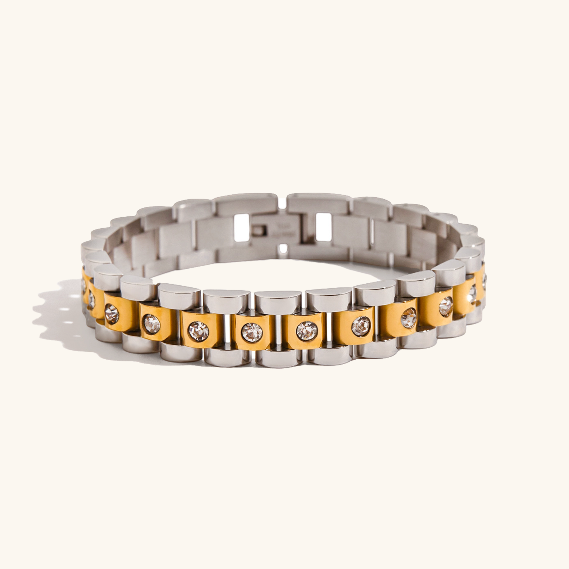 Gold Apple Watch Band | Waterproof Stainless Steel Bracelet with Diamond Simulants 6