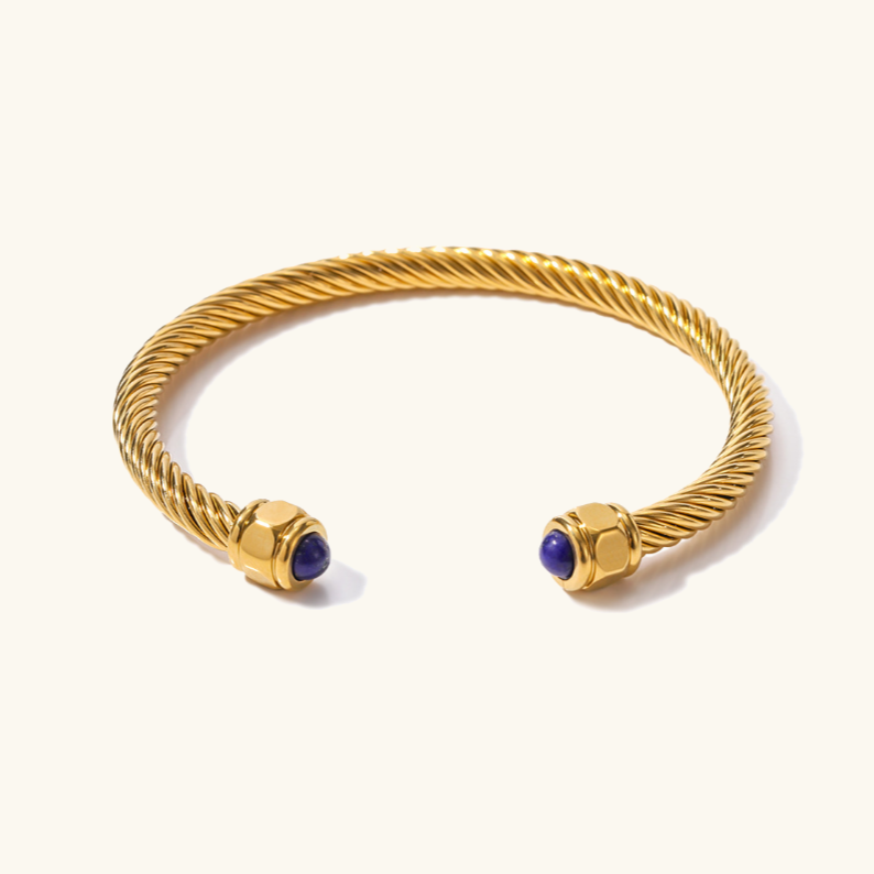 Gold Bangle Bracelet | Hypoallergenic Stainless Steel with Gemstone Accents 1