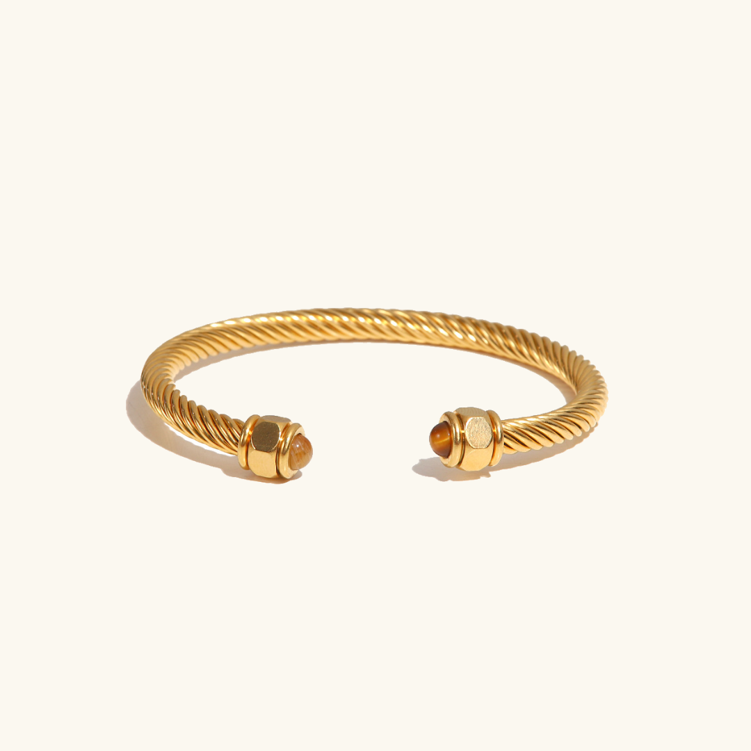 Gold Bangle Bracelet | Hypoallergenic Stainless Steel with Gemstone Accents 4