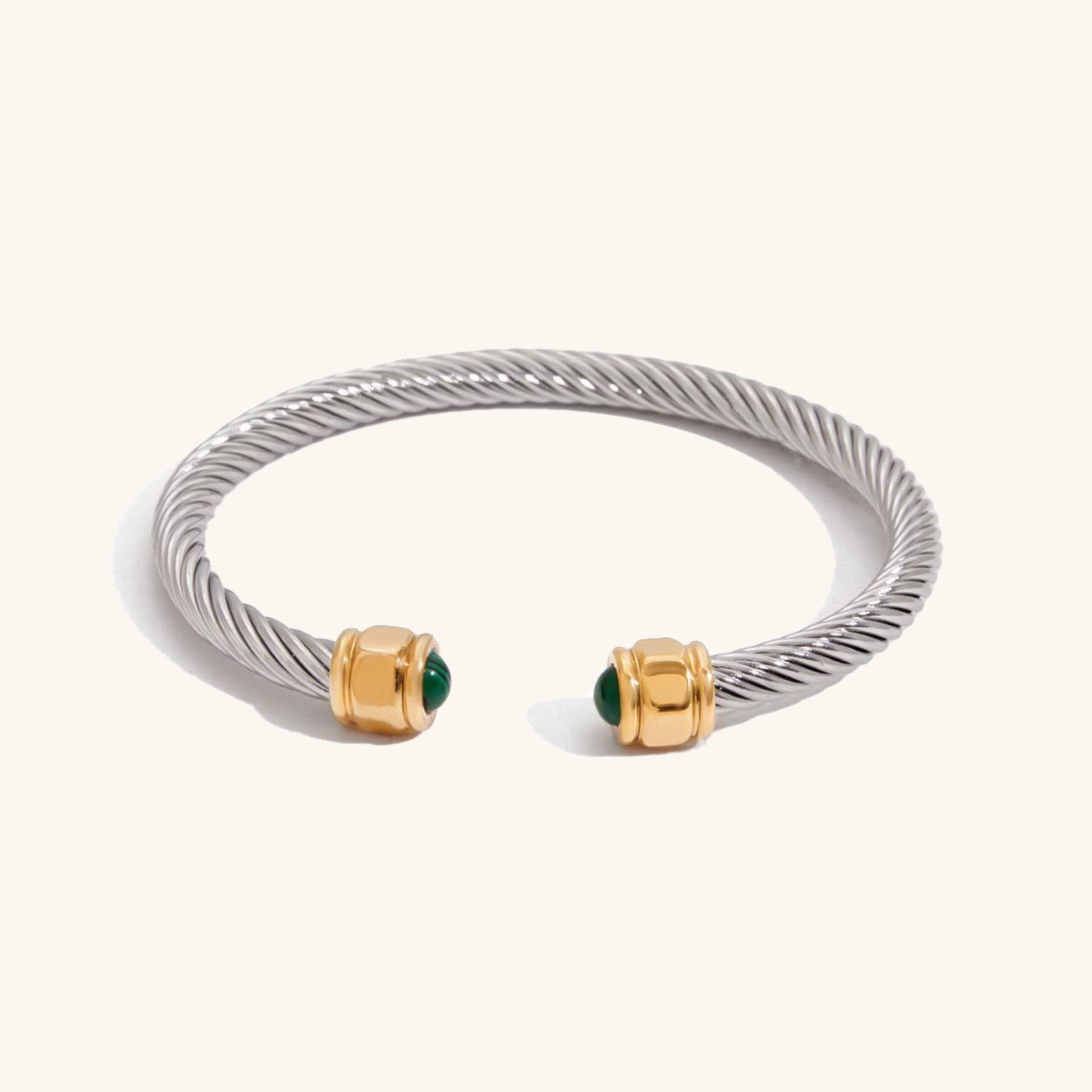 Gold Bangle Bracelet | Hypoallergenic Stainless Steel with Gemstone Accents 6