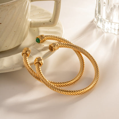 Gold Bangle Bracelet | Hypoallergenic Stainless Steel with Gemstone Accents 8