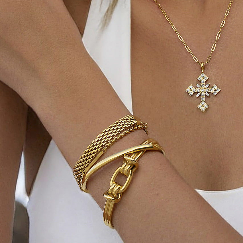 Gold Bangle Bracelet | Waterproof Hypoallergenic Knot Design 2