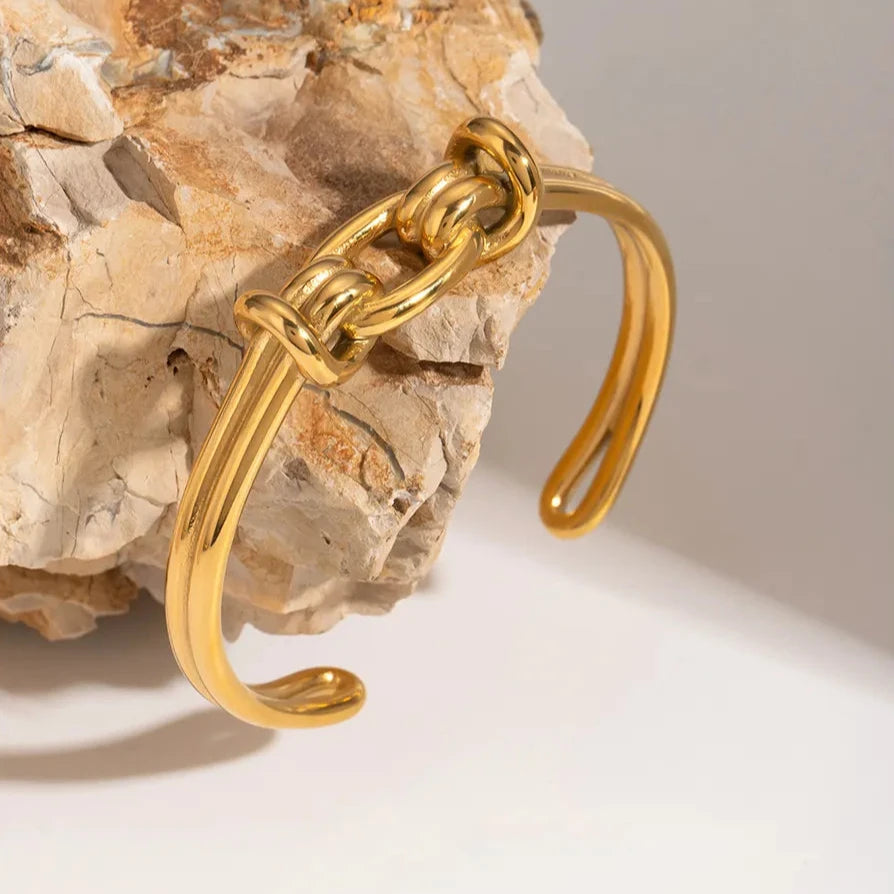 Gold Bangle Bracelet | Waterproof Hypoallergenic Knot Design 6