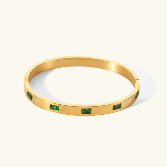Gold Bangle Bracelet | Waterproof Hypoallergenic Stainless Steel with Diamond Simulants 0