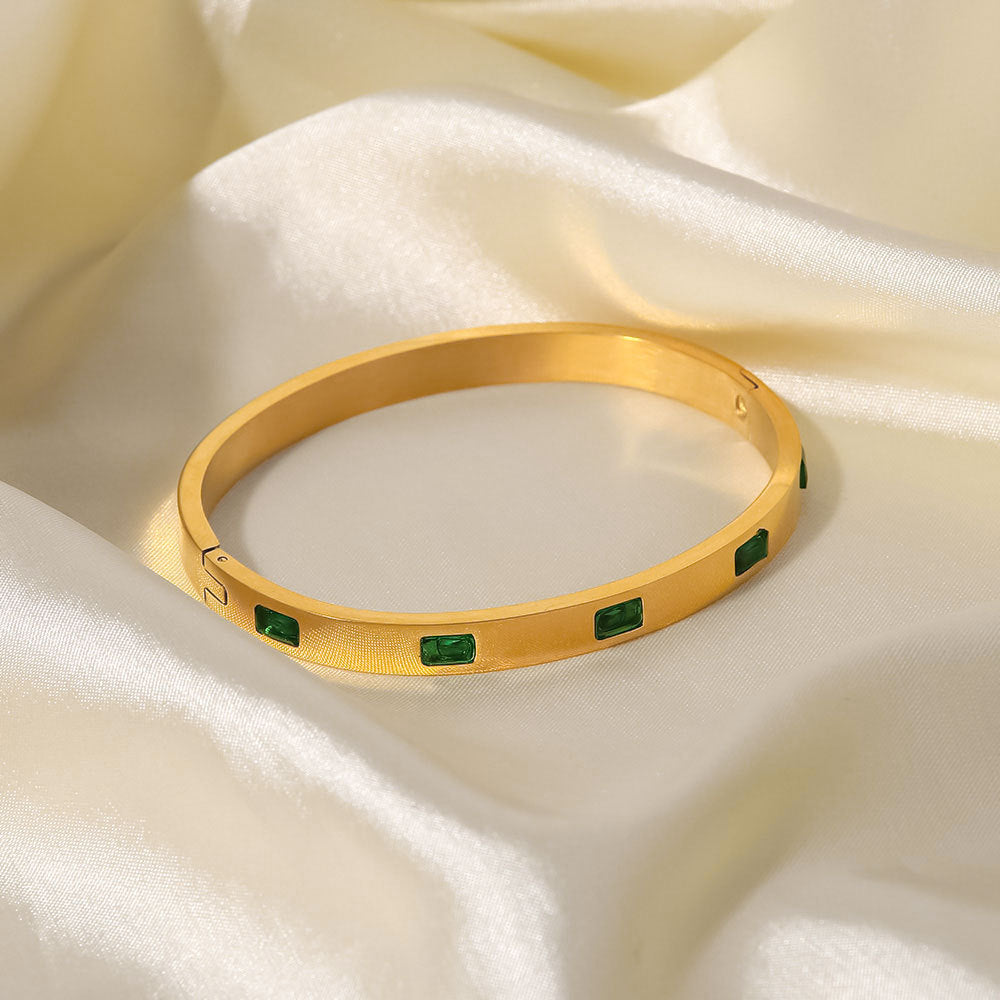 Gold Bangle Bracelet | Waterproof Hypoallergenic Stainless Steel with Diamond Simulants 3