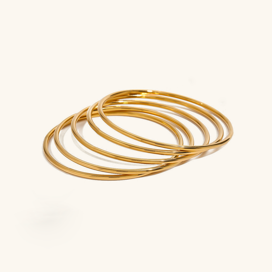 Gold Bangle Set | Lightweight Waterproof Hypoallergenic Bangles 0