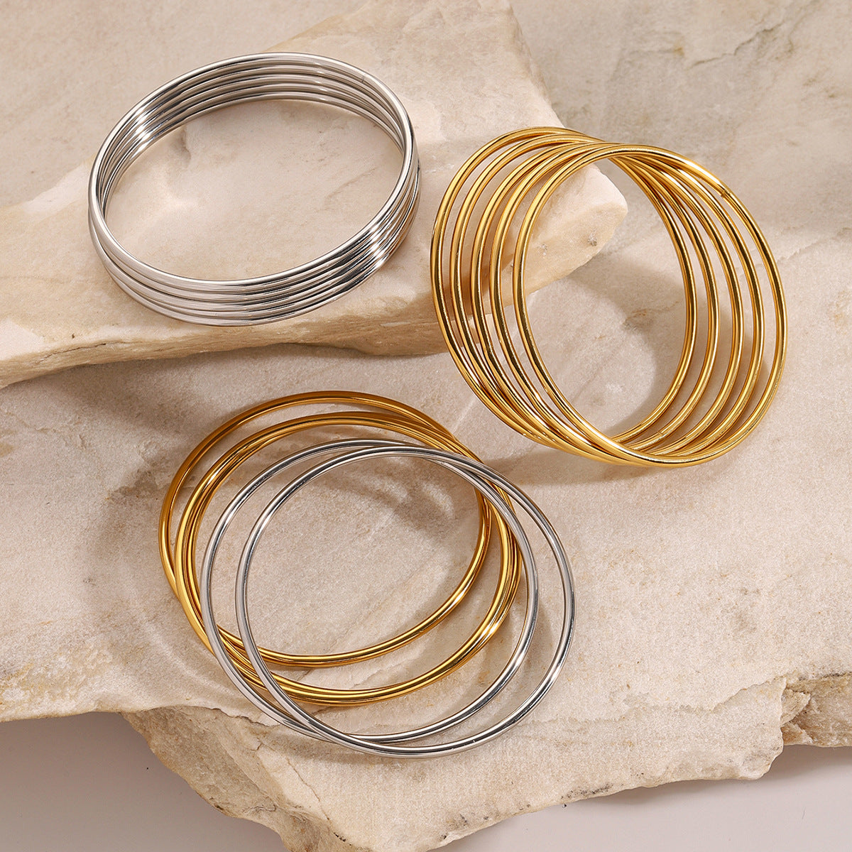 Gold Bangle Set | Lightweight Waterproof Hypoallergenic Bangles 4