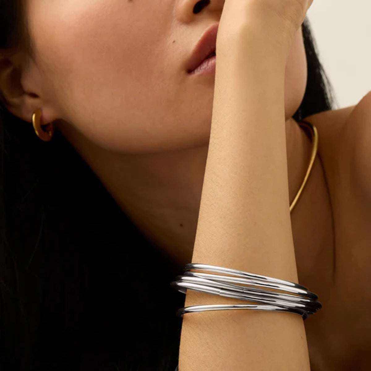 Gold Bangle Set | Lightweight Waterproof Hypoallergenic Bangles 5