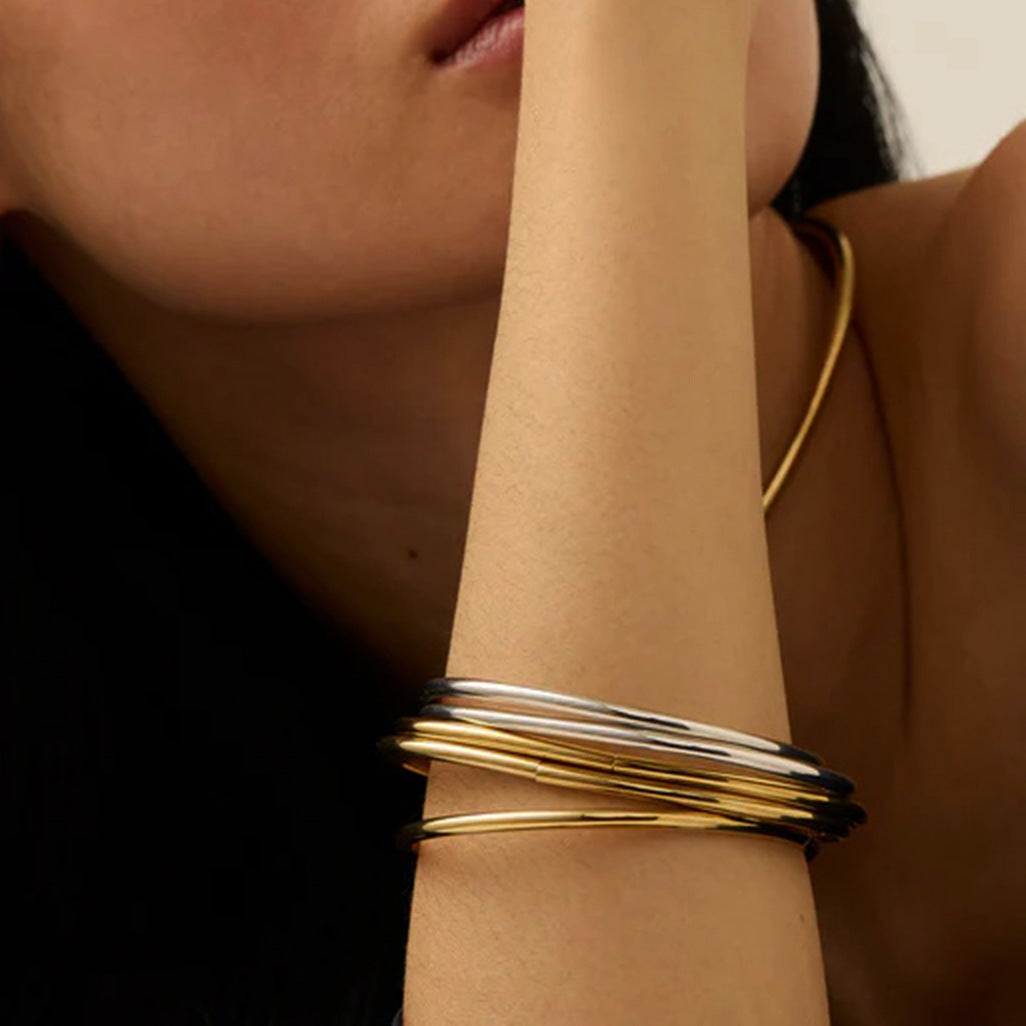 Gold Bangle Set | Lightweight Waterproof Hypoallergenic Bangles 6